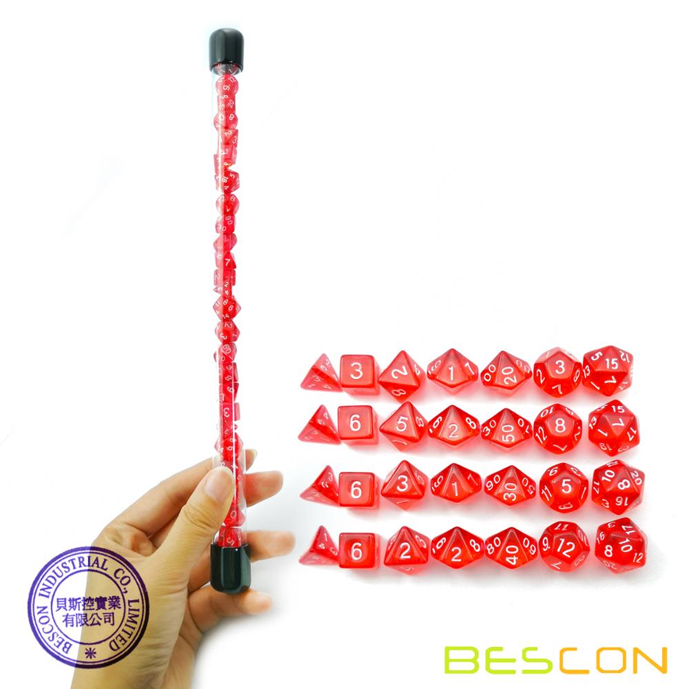 Dice Set Polyhedral - Bescon 28 stücke Transluzent Rot Mini