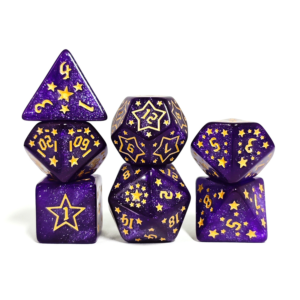 Dice Set Polyhedral - Würfelset für Brettspiele, Würfel mit Galaxien-Motiv,