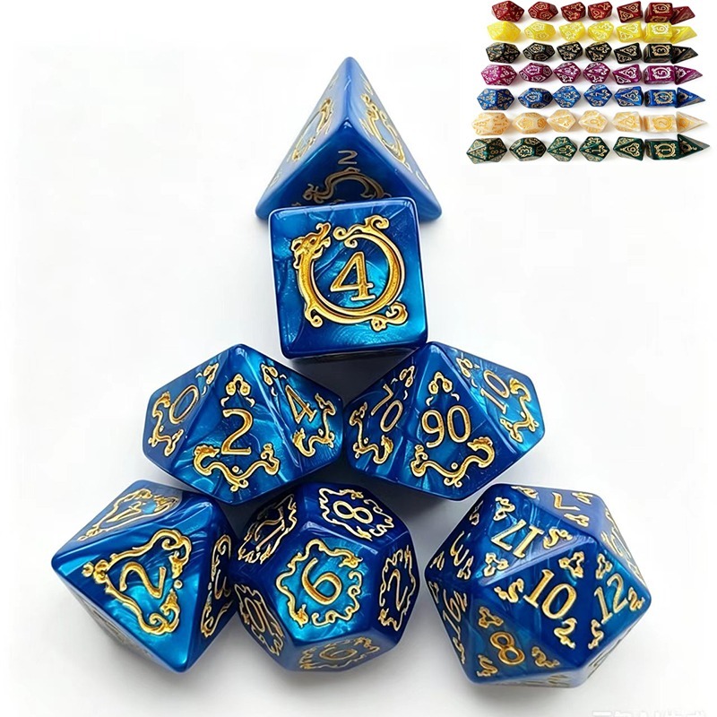 Dice Set Polyhedral - 7-teiliges Polyedrisches DND-Würfelset mit Drachenmuster für