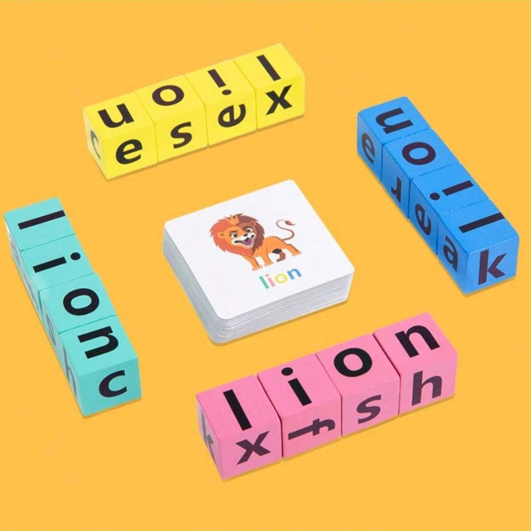 Board Game Anak - Alphabet-Rechtschreibbrettspiel für Kinder, 16 Buchstabenblöcke +