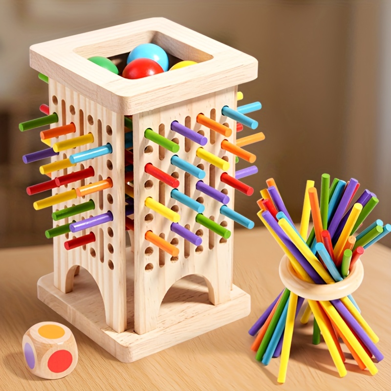 Board Game Family - Montessori Holzbrettspiel Bunte Stäbchen Würfelspiel Mathe