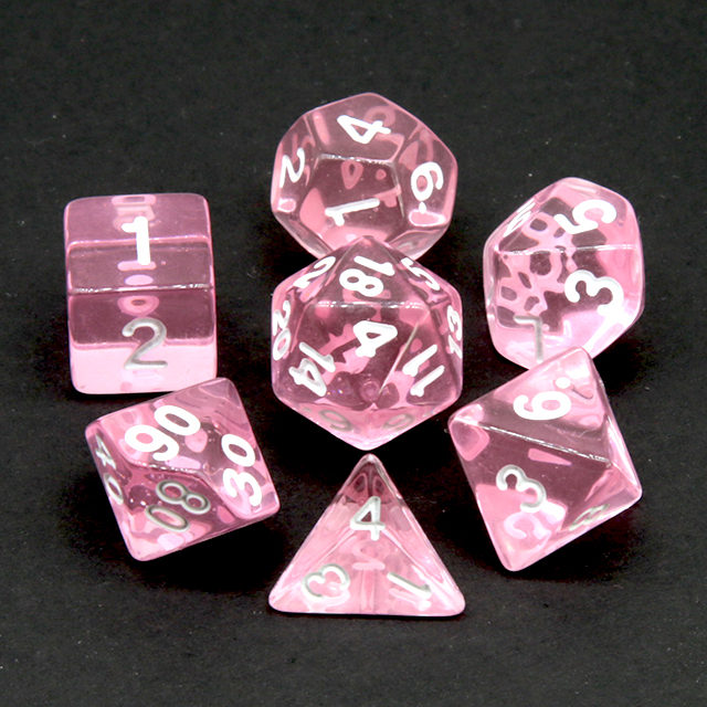 Dice Set Polyhedral - Klare Transparente Rosa Polyedrische DND Würfel