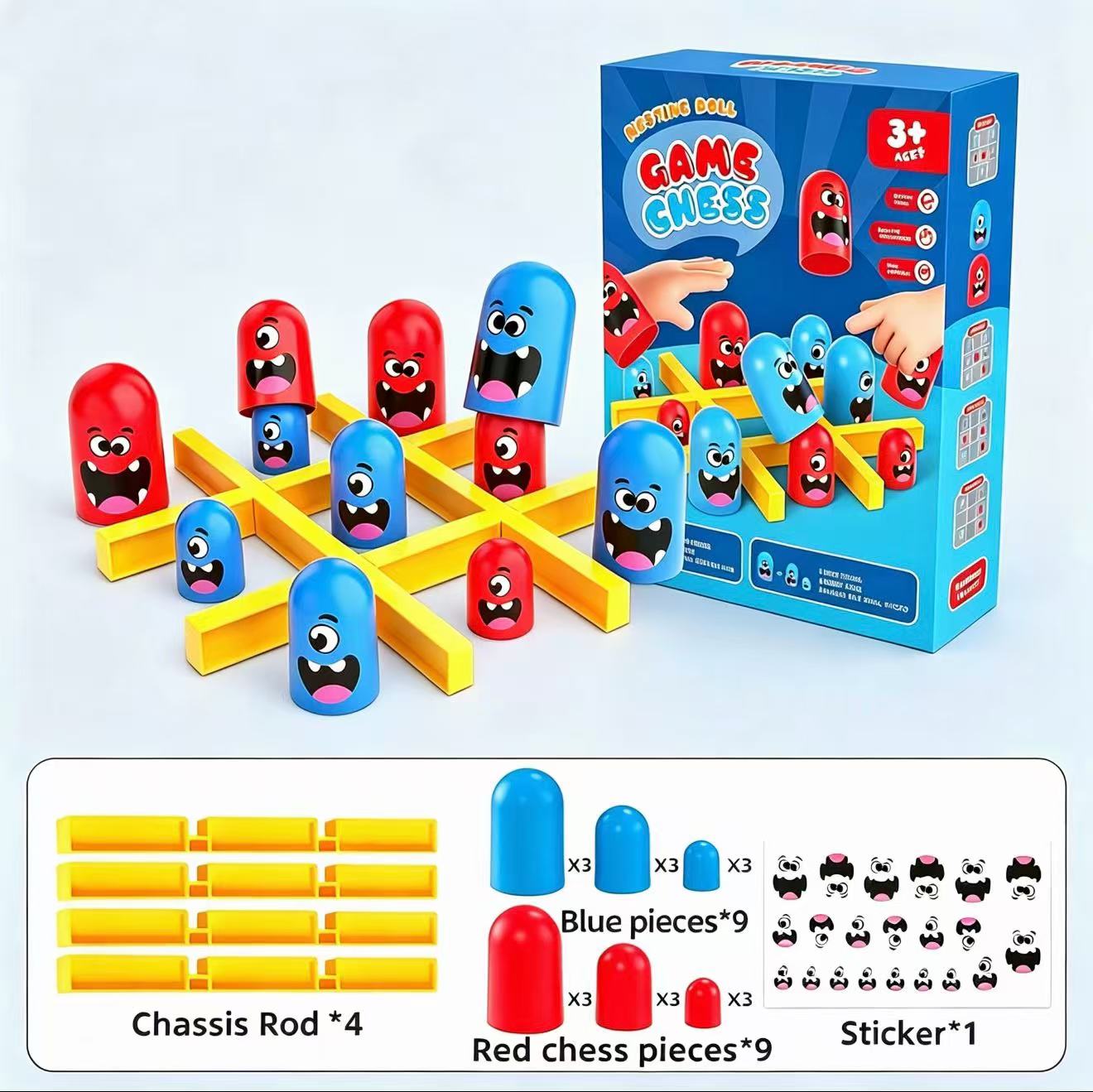 Board Game Anak - Tic-Tac-Toe Eat-and-Be-Sized Stapelbecher-Doppelspiel-Brettspiel Eltern-Kind-Interaktives Logik-Denk-Tischspielzeug
