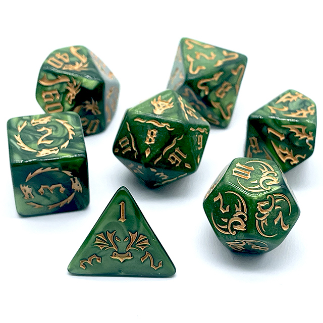 7-teiliges grünes Acryl-Würfel – Dice Set Polyhedral Bewertung und Preis
