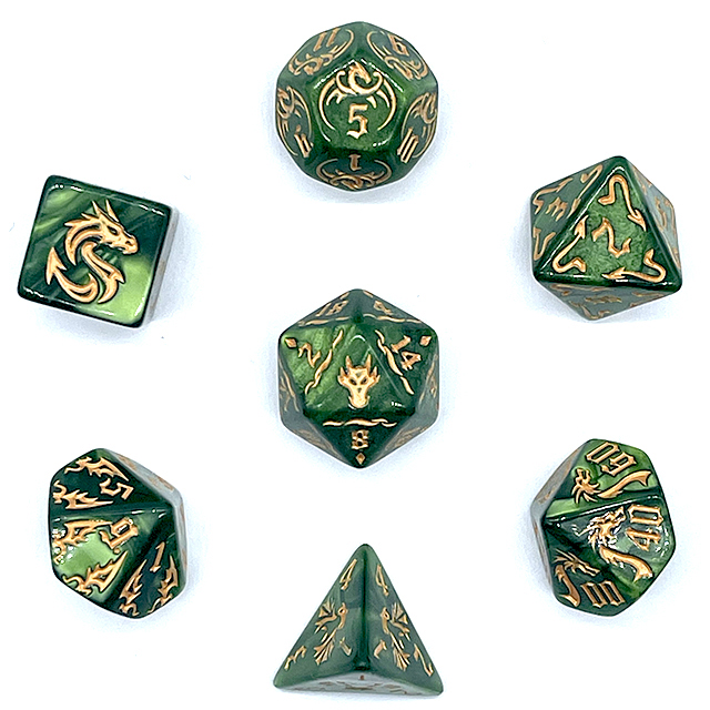 7-teiliges grünes Acryl-Würfel – Dice Set Polyhedral Bewertung und Preis