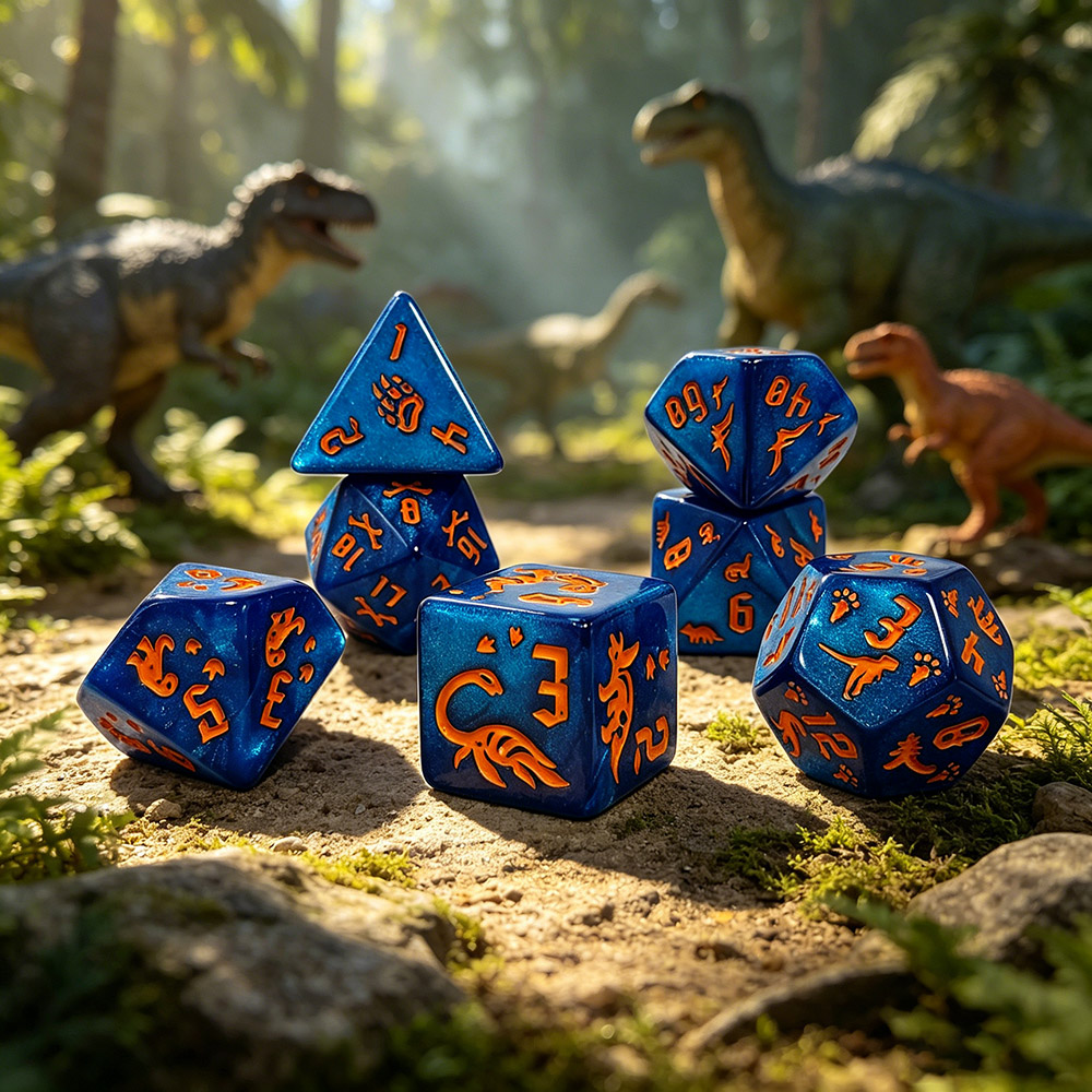 7-teiliges Jurassic Ocean Blue – Dice Set Polyhedral Bewertung und Preis