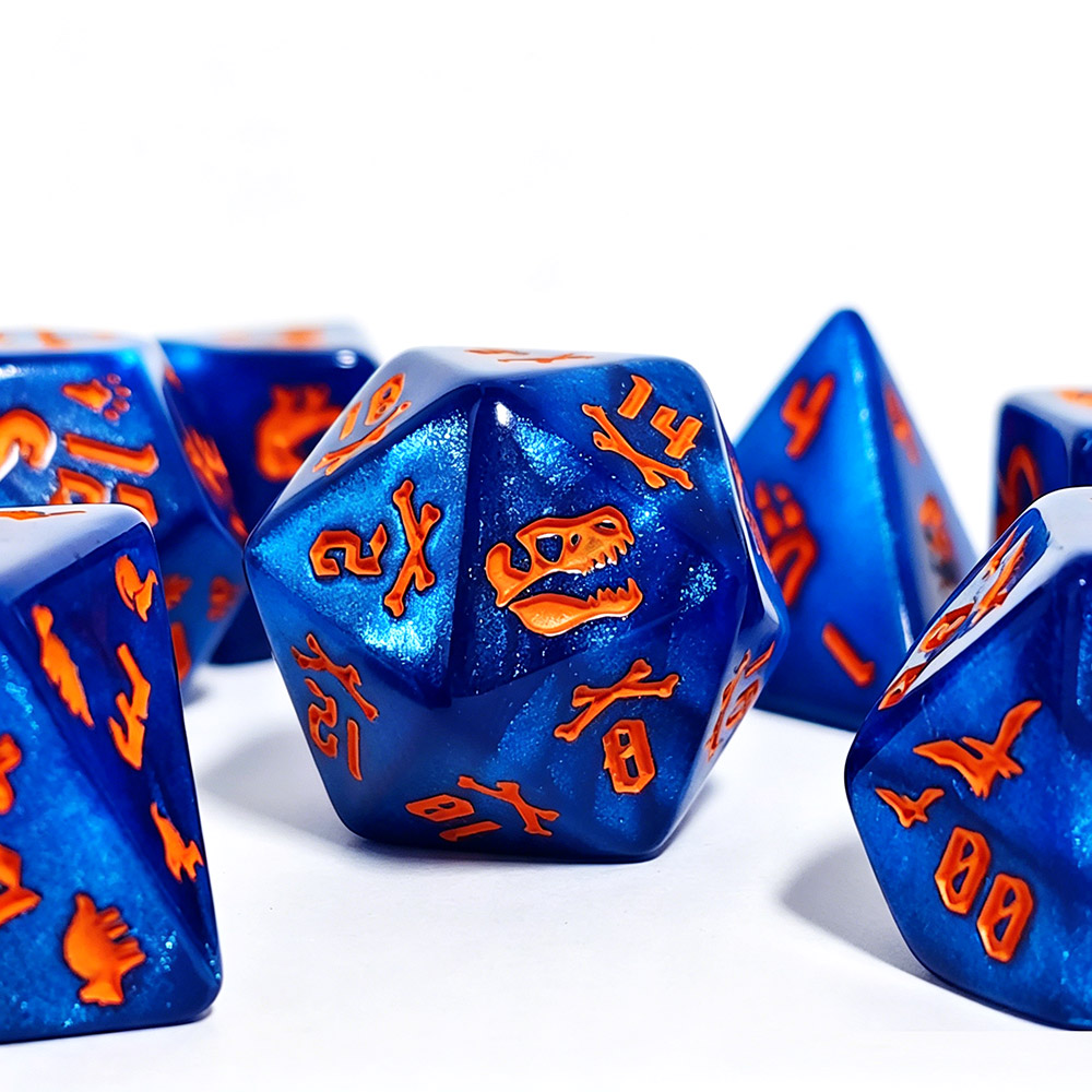 7-teiliges Jurassic Ocean Blue – Dice Set Polyhedral Bewertung und Preis