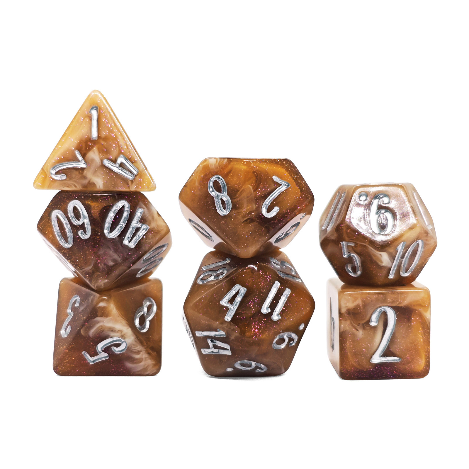 7-teiliges Rosa Cappuccino Swi – Dice Set Polyhedral Bewertung und Preis