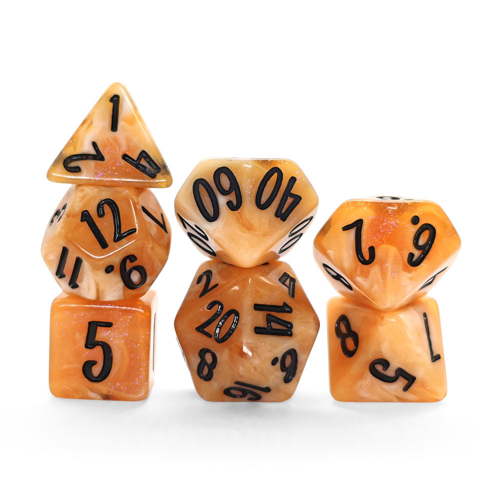 7-teiliges Karamell-Creme-Swir – Dice Set Polyhedral Bewertung und Preis
