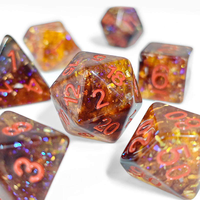 Feuerorange Konfetti-Harz Poly – Dice Set Polyhedral Bewertung und Preis