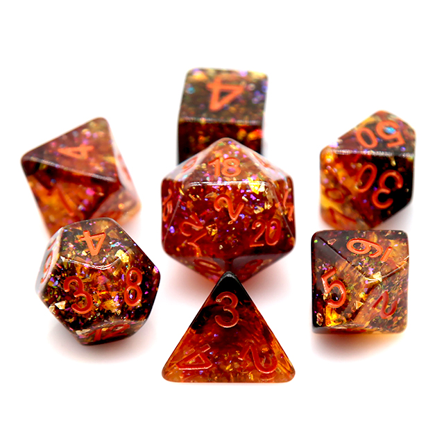 Feuerorange Konfetti-Harz Poly – Dice Set Polyhedral Bewertung und Preis