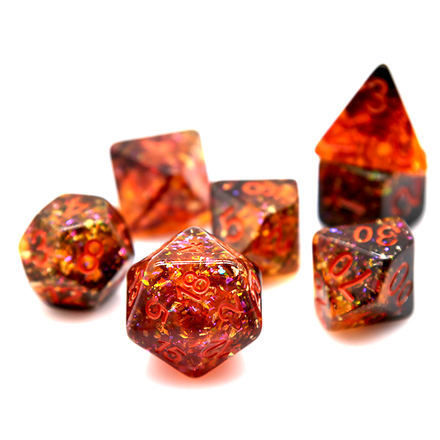 Feuerorange Konfetti-Harz Poly – Dice Set Polyhedral Bewertung und Preis